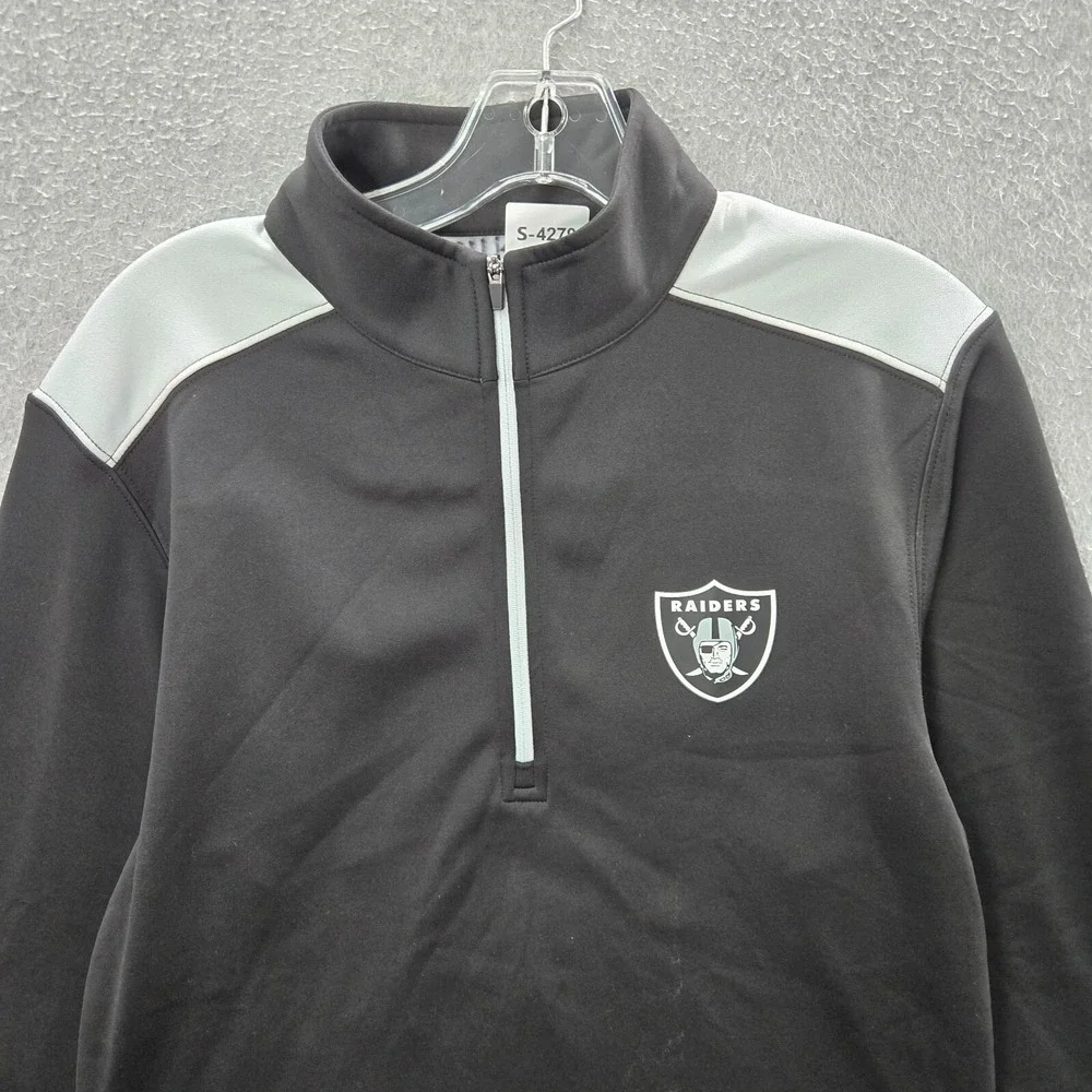 Oakland‎ Raiders Men Sweatshirt Small Black Fleece Pockets 1/2 Zip Long Sleeve